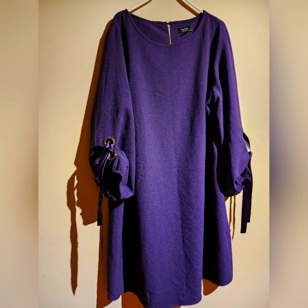 MSK Plus Size Staylish Purple Shift Dress.